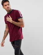 Asos T-shirt In Towelling With Taping Shoulders In Oxblood - Red