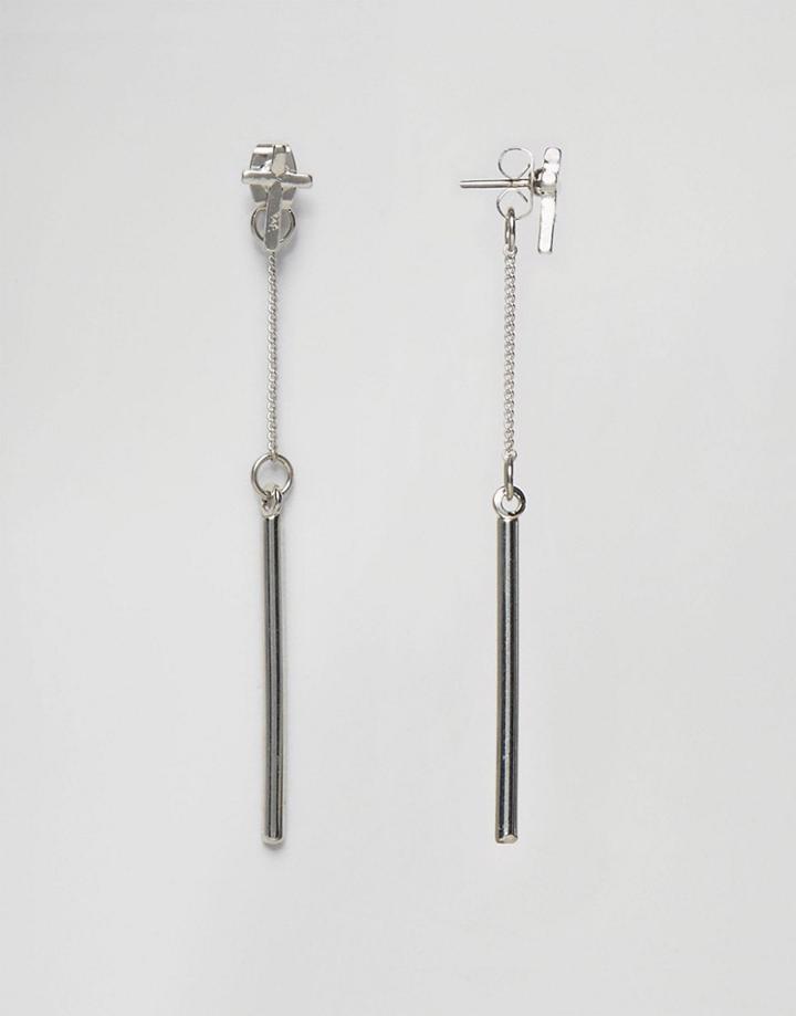 Asos Cross Bar Strand Earrings - Rhodium