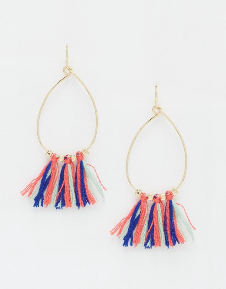 Asos Fine Bead Rainbow Tassel Earrings - Multi