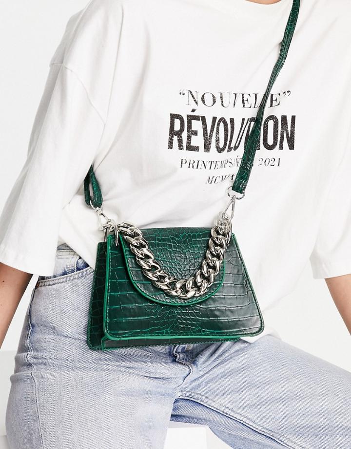 Trendyol Faux Croc Bag In Green
