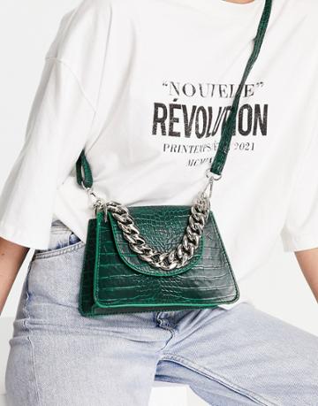 Trendyol Faux Croc Bag In Green