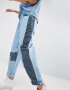 Asos White Patchwork Jeans In Multi Tonal Wash - Blue
