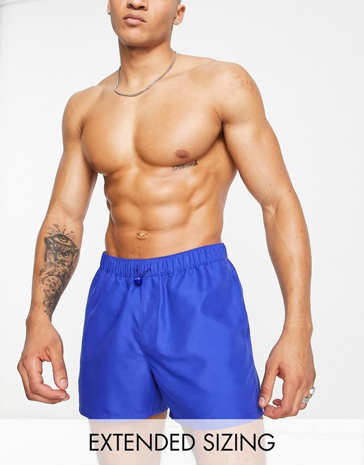 Asos Design Swim Shorts With Toggle In Bright Blue Short Length
