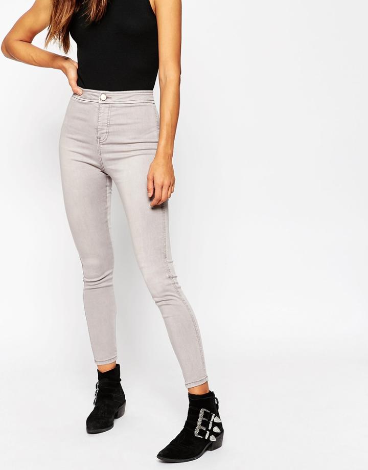 Asos Rivington Jeggings In Sky Gray Wash - Husk Gray Wash