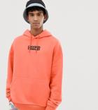 Crooked Tongues Oversized Hoodie With Logo In Orange - Red