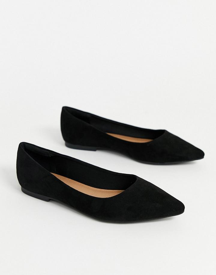 Asos Design Lucky Pointed Ballet Flats In Black