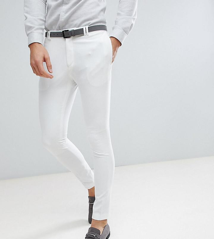 Noak Skinny Fit Wedding Suit Pants In Cream - Cream