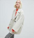 Monki Double-breasted Jacket In Creme-white