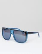 Gucci Flat Brow Sunglasses In Blue - Blue