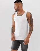 Asos Design Rib Tank In White