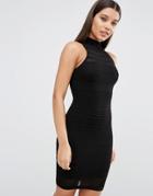 Fleur East By Lipsy Sheer Stripe Dress - Black