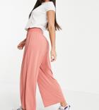 Asos Design Tall Culotte Pant With Shirred Waist In Peach-orange