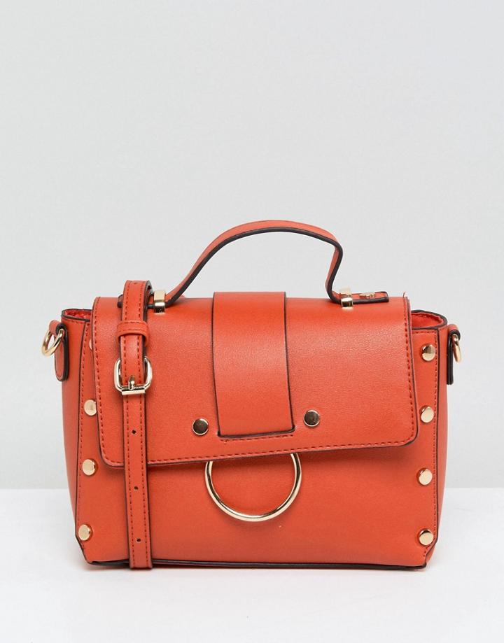 New Look Stud Ring Detail Cross Body Bag - Orange