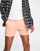 Asos Design Skinny Jersey Shorts In Shorter Length In Pastel Orange