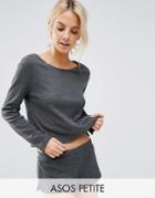Asos Petite Lounge Ribbed Long Sleeve Boxy T-shirt - Gray