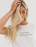 New Look Slogan Sorry I'm Late Slogan Tee In White