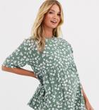 Asos Design Maternity Nursing Double Layer Smock Top In Ditsy Floral Print