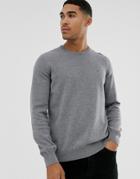 Lacoste Logo Crew Neck Cotton Knit Sweater In Dark Gray