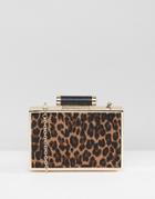 New Look Leopard Box Clutch Crossbody Bag - Brown