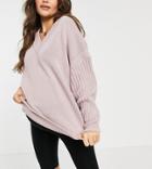 Asos Design Maternity Sweater With V Neck And Ribbed Sleeves In Lilac-purple