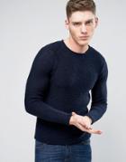 Only & Sons Knitted Sweater In Loose Knit And Raw Hem - Navy
