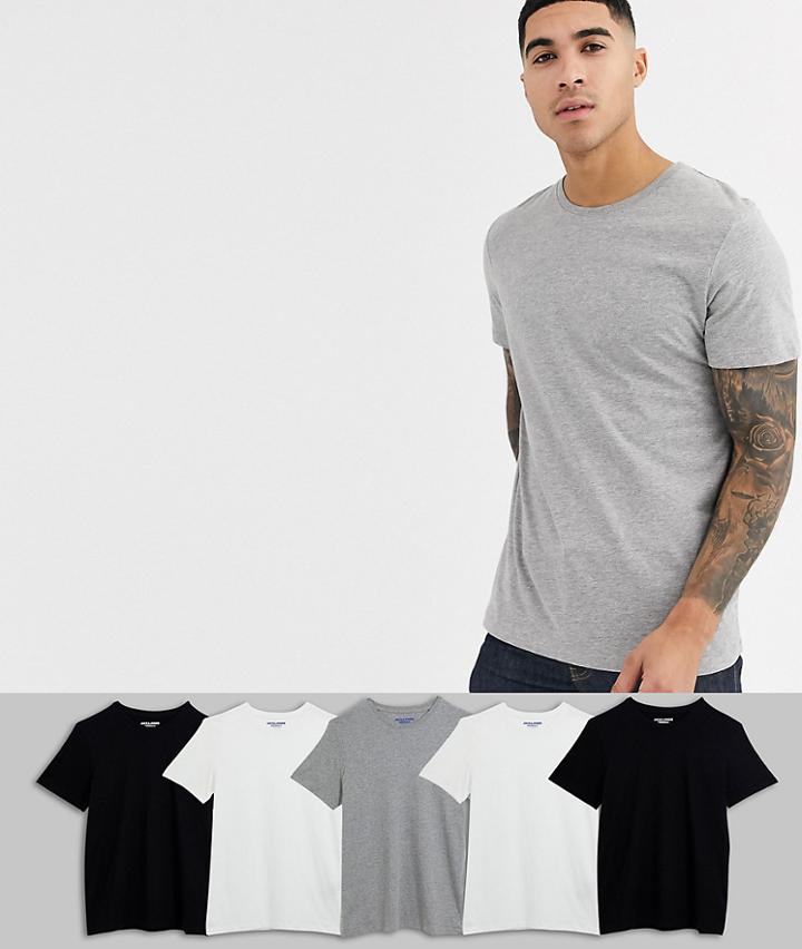 Jack & Jones Originals 5 Pack T-shirt In Multi