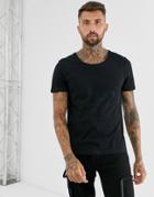 Asos Design T-shirt With Scoop Neck In Black