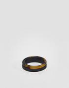 Asos Ring In Matte Black With Tigers Eye Look Stone - Silver