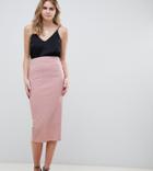 Asos Design Tall High Waisted Longerline Pencil Skirt - Pink
