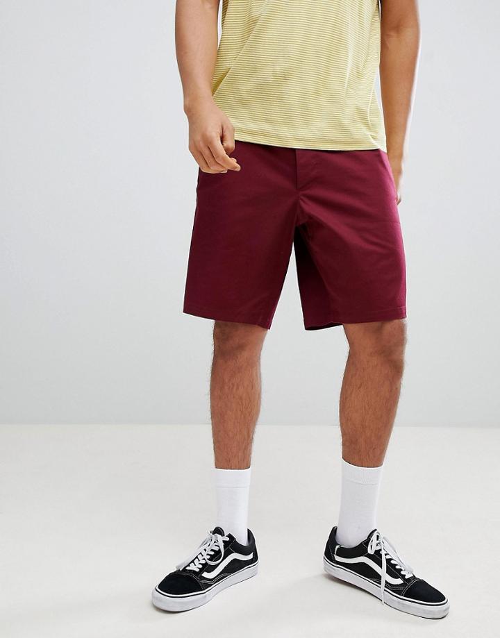 Asos Design Skater Shorts In Burgundy - Red