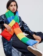 Asos Design Rainbow Padded Scarf - Multi