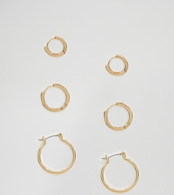 Asos Design Hoop Earring Pack With Cut Out In Gold Tone - Gold