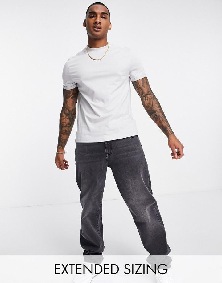Asos Design T-shirt With Roll Sleeve In Gray Purple