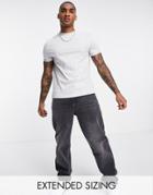 Asos Design T-shirt With Roll Sleeve In Gray Purple