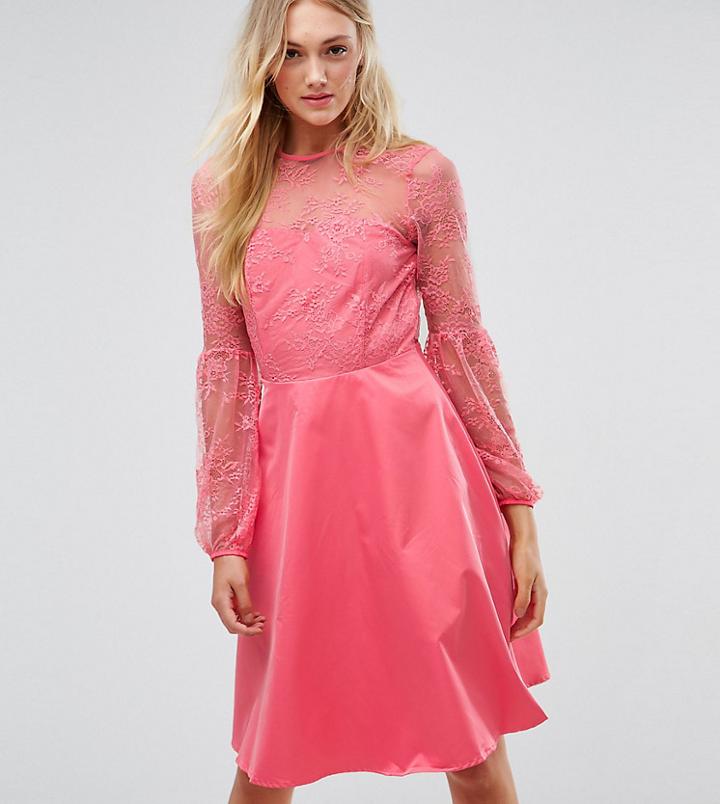 Y.a.s Tall Balloon Sleeved Mini Dress In Pink - Orange