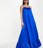 Esmee Exclusive Maxi Beach Dress With Low Back In Cobalt Blue