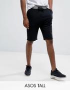Asos Tall Skinny Jersey Short With Contrast Waistband - Black