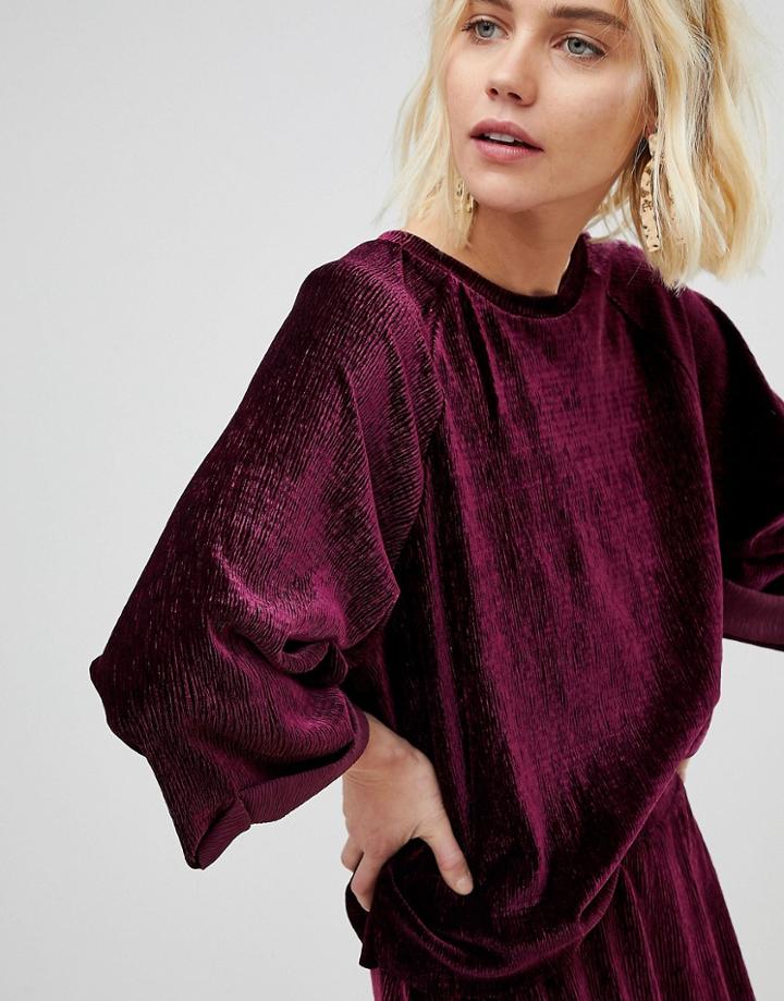 Pieces Velvet Sweatshirt - Red