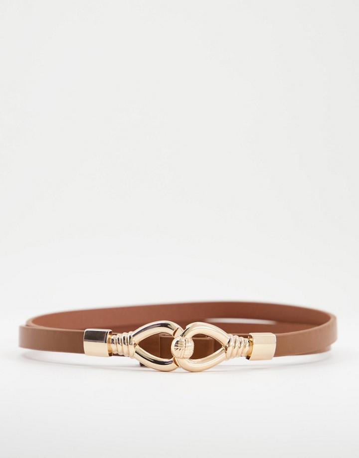 Svnx Double Buckle Belt In Tan-brown
