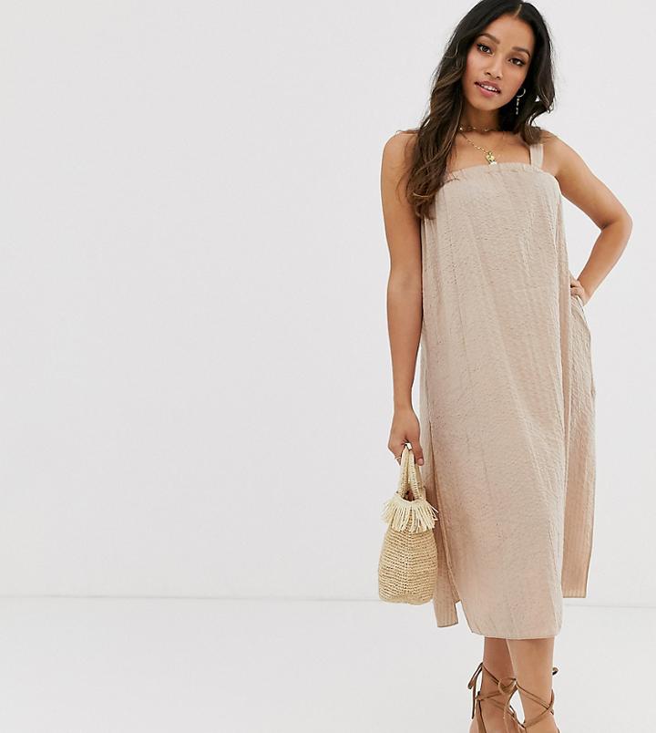 Asos Design Petite Column Midi Sundress - Beige