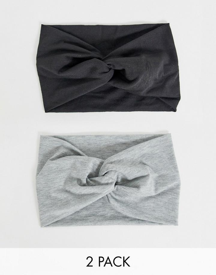 Asos Design Pack Of 2 Twist Front Headbands-multi