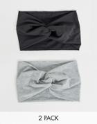 Asos Design Pack Of 2 Twist Front Headbands-multi