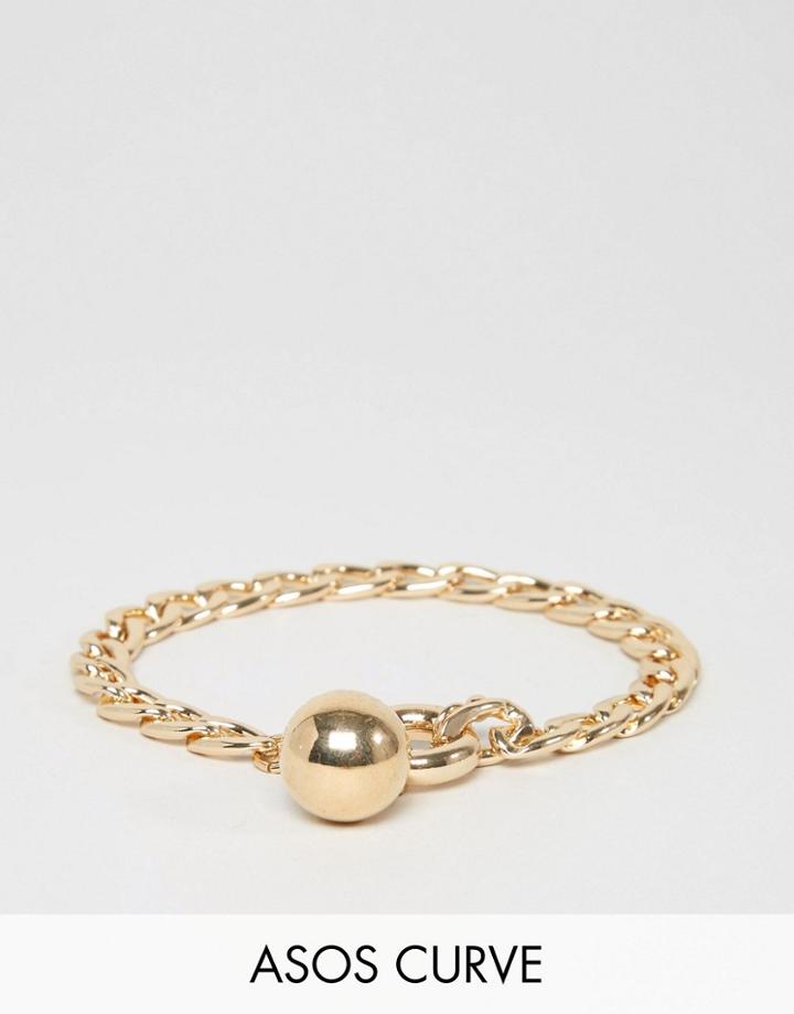 Asos Curve Chain And Ball Charm Bracelet - Gold