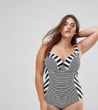 City Chic Striped Swimsuit - Multi