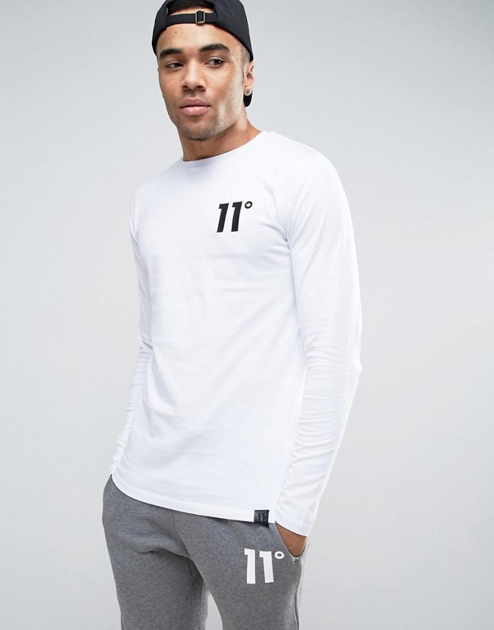 11 Degrees Long Sleeve T-shirt In White - White