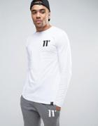 11 Degrees Long Sleeve T-shirt In White - White