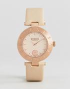 Versus Versace S7714 Logo Leather Watch In Nude - Beige