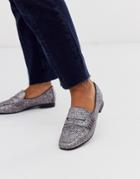 Asos Design Membership Loafer Flat Shoes In Silver