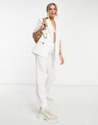 Asos Design Clean Double Breasted Linen Suit Blazer In White