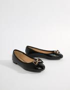 Head Over Heels By Dune Haze Black Snake Effect Ballerina With Bow Detail - Black